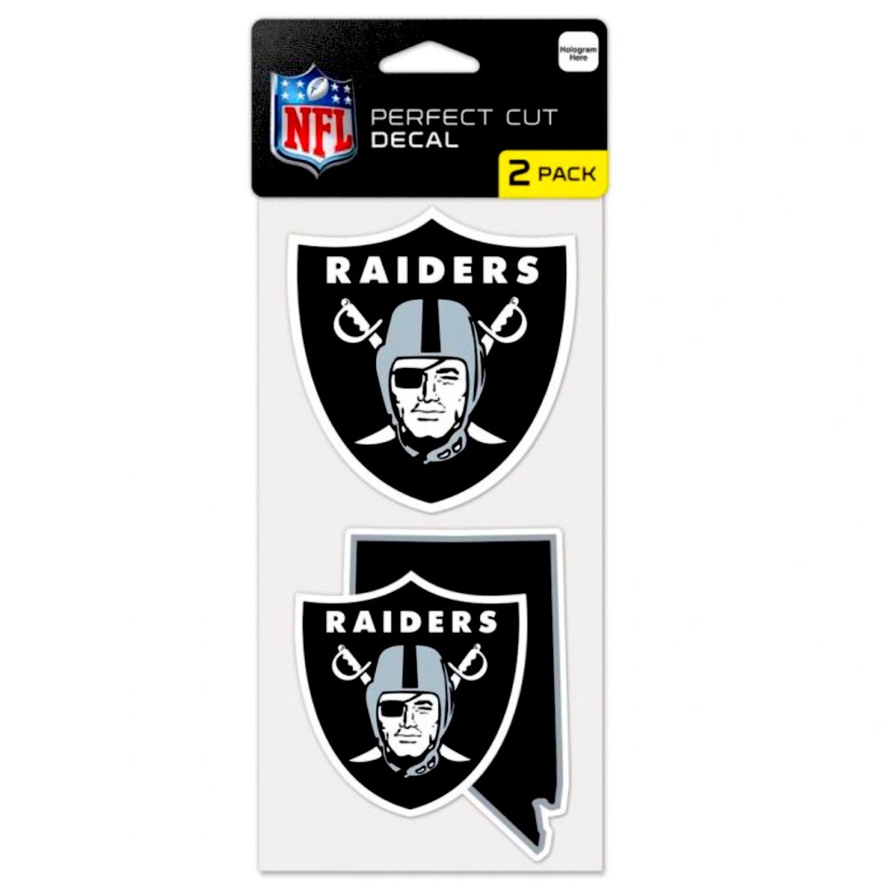 Las Vegas Raiders State Shape Perfect Cut Decal Set of two 4"x4"